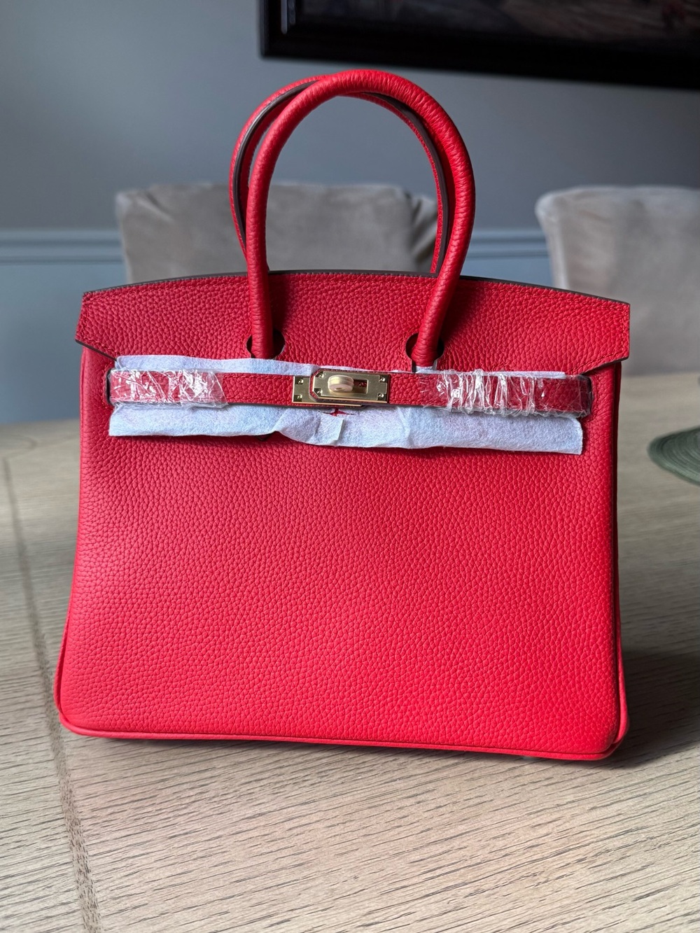 (Designer Inspired) 25cm Red Genuine Leather satchel